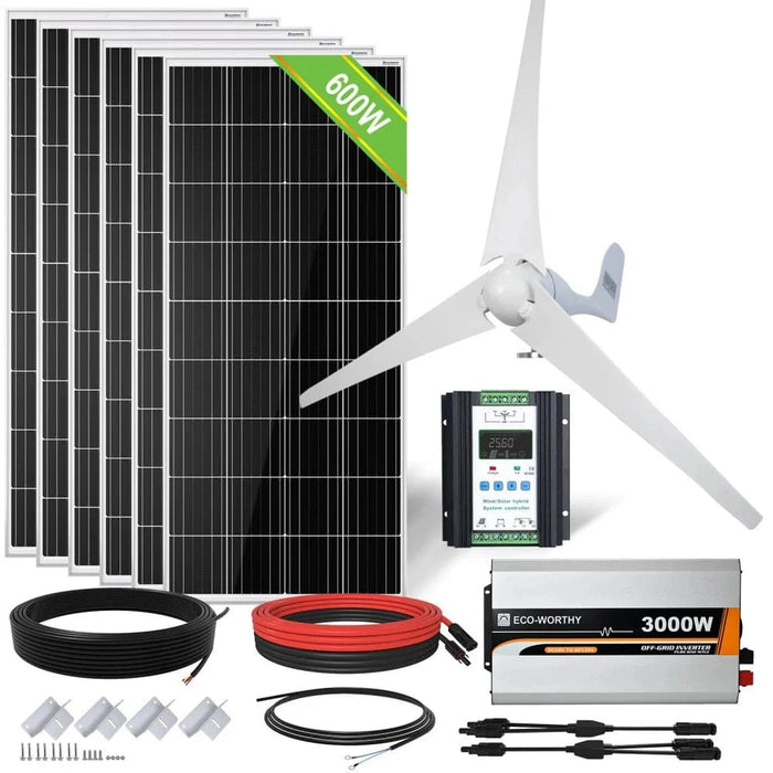 Eco-Worthy | 1000W 24V 400W Wind+6x100W Solar Solar Wind Hybrid Kit