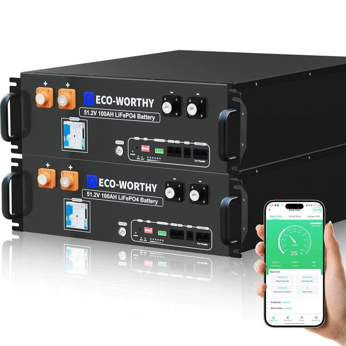 Eco-Worthy | ECO-WORTHY 48V 100Ah Server Rack Battery,5.12kWh Lithium Battery,3U Size,With Bluetooth & Wifi v3