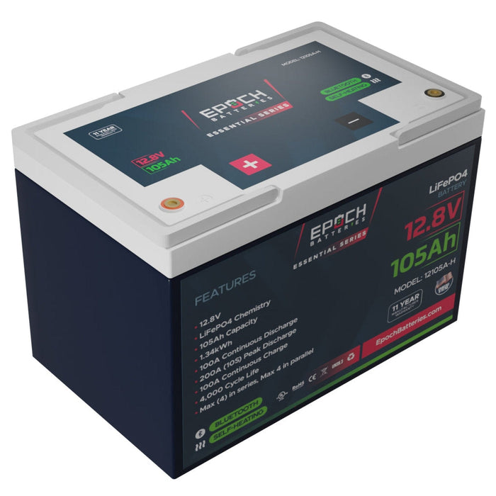 Epoch Batteries | 12V 105Ah - Group 24 - Heated & Bluetooth LiFePO4 Battery image 2