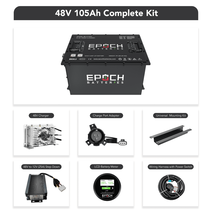Epoch Batteries | 48V 105Ah Lithium LiFePO4 Golf Cart Battery - Complete Kit