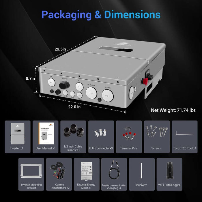 SungoldPower | High Voltage 11.4KW Hybrid Split Phase Inverter with APS Transmitter SG11.4KHB-HV image 21