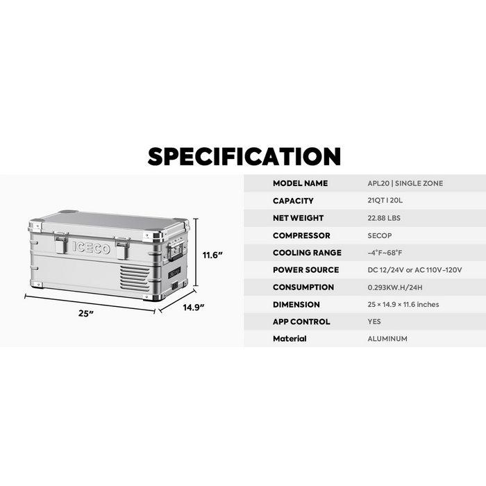 ICECO | APL20 Light Duty Aluminum Silver Freezer Single Zone 20 LT image 3