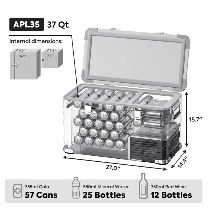 ICECO | APL35 Dual Zone Aluminum Silver Fridge 35 LT