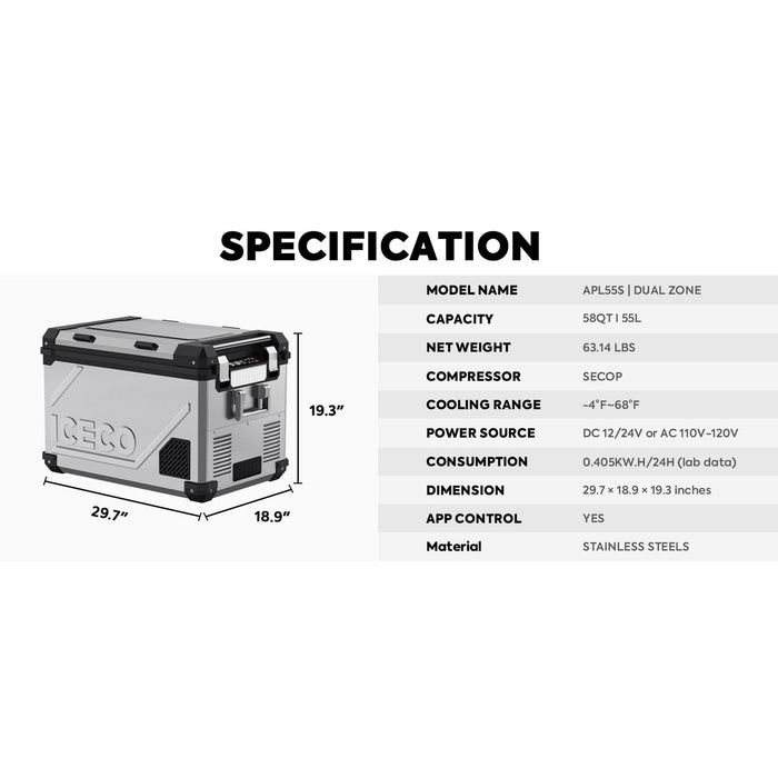 ICECO | APL55 Dual Zone 12 Volt Freezer 55 LT image 6