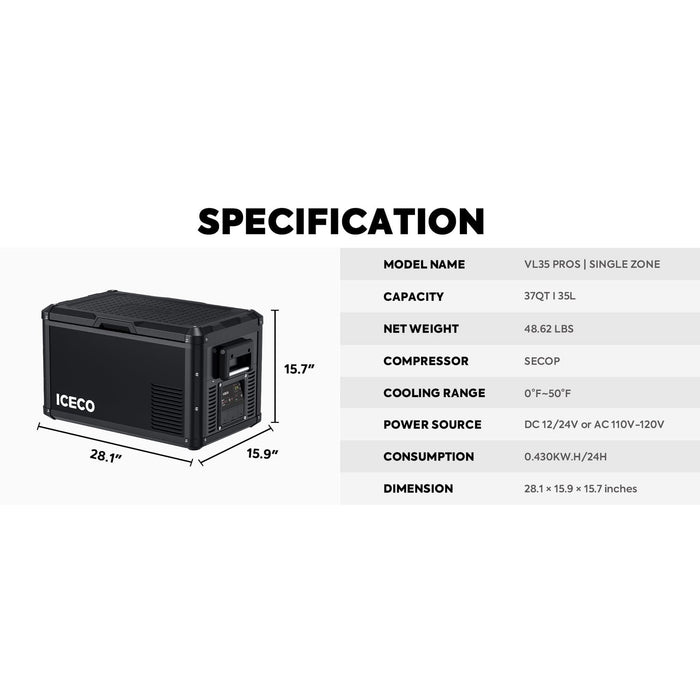 ICECO | VL35ProS Single Zone Portable Freezer 35 LT image 3