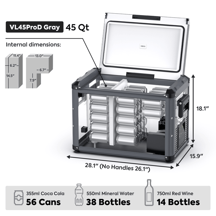 ICECO | VL45ProD Dual Zone Portable Freezer - Gray