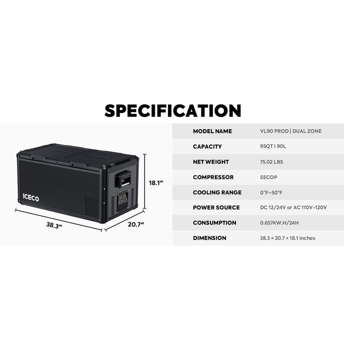 ICECO | VL90ProD Dual Zone Freezer 90 LT