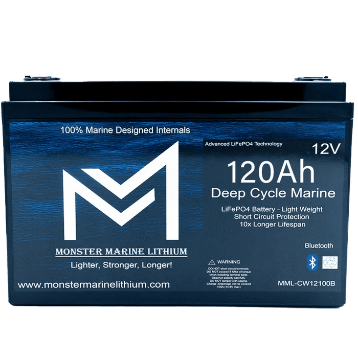 Monster Marine Lithium | 12V 120Ah Bluetooth Lithium Deep Cycle Marine Battery MML-12120B (w/ bluetooth) image 1