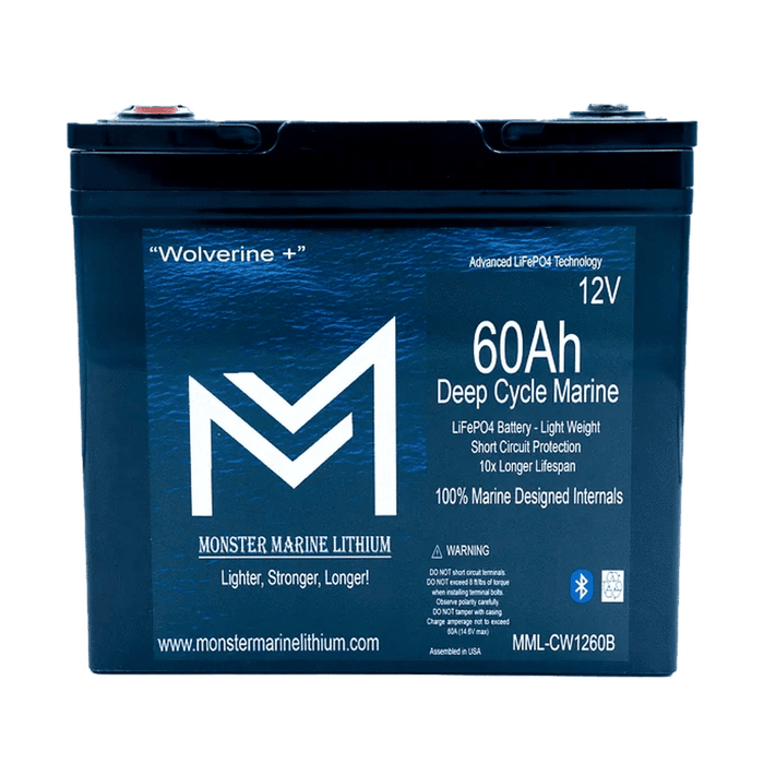 Monster Marine Lithium | 12v 60Ah Deep Cycle Lithium Marine Battery "Wolverine" - Bluetooth - MML-1260B image 1