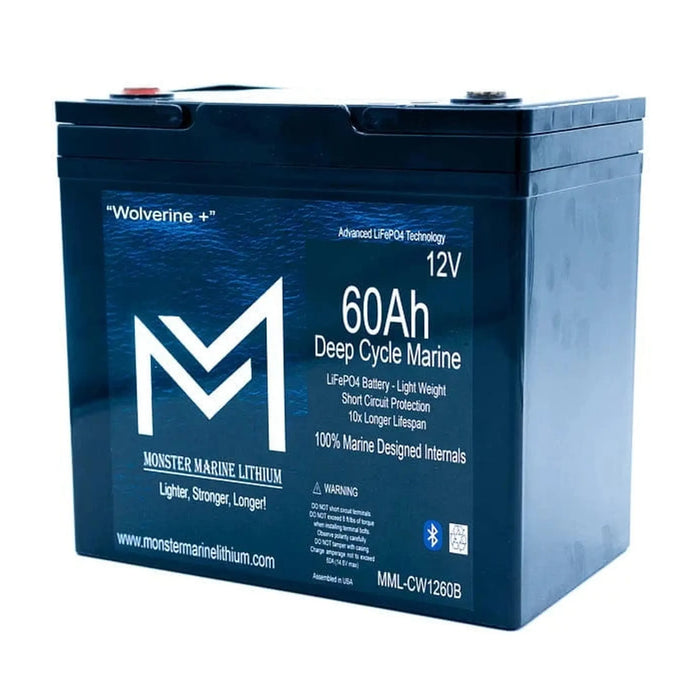 Monster Marine Lithium | 12v 60Ah Deep Cycle Lithium Marine Battery "Wolverine" - Bluetooth - MML-1260B image 2