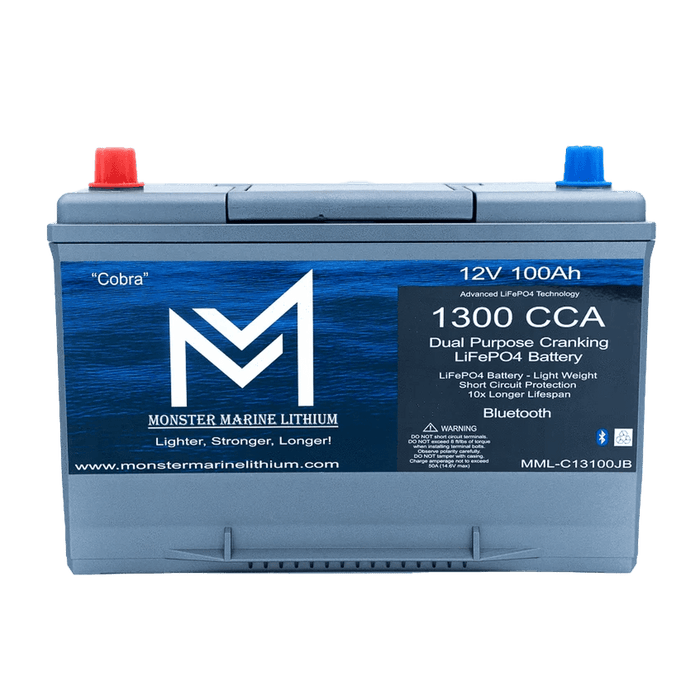 Monster Marine Lithium | 1300CCA 100Ah Dual Purpose Cranking Lithium “Cobra” - Bluetooth - MML-C12V13B image 1