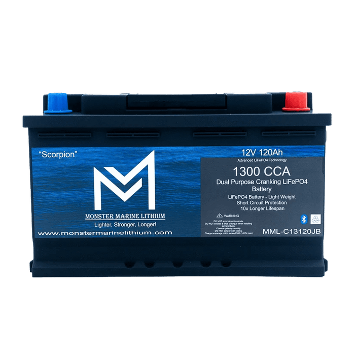 Monster Marine Lithium | 1300CCA 120Ah Dual Purpose Bluetooth Cranking Lithium "Scorpion" - Bluetooth - MML-13C120B image 1