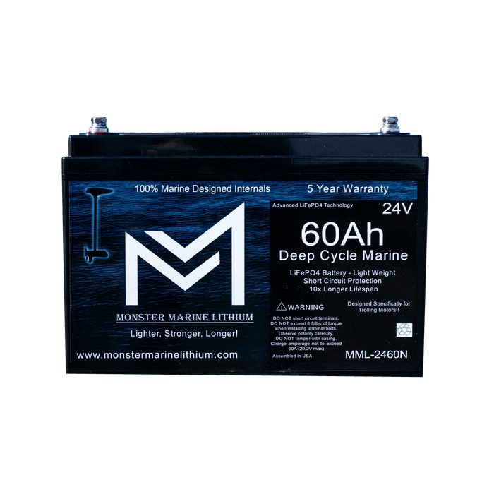 Monster Marine Lithium | 24V 60Ah Lithium Deep Cycle Marine Trolling Battery - Bluetooth - MML-2460B image 1