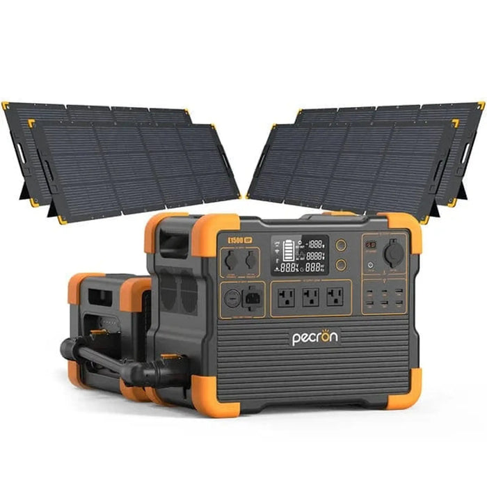 PECRON | E1500LFP Portable Power Station + EP3000-48V Expansion Battery + 4 x 200W Solar Kits image 6