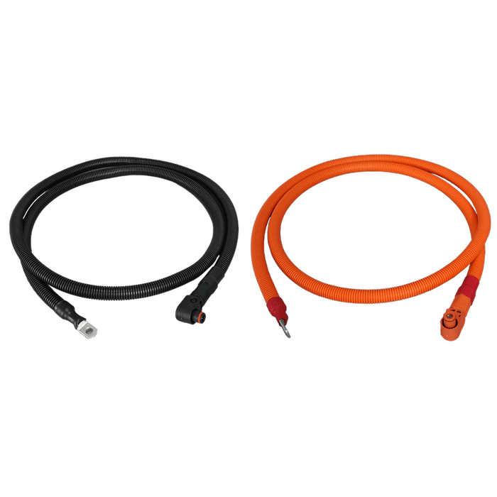 RUIXU | 1/0 AWG cables - 3/8" Lug + 90 degree angle pluggable connector | Orange+ Black, 200cm image 1