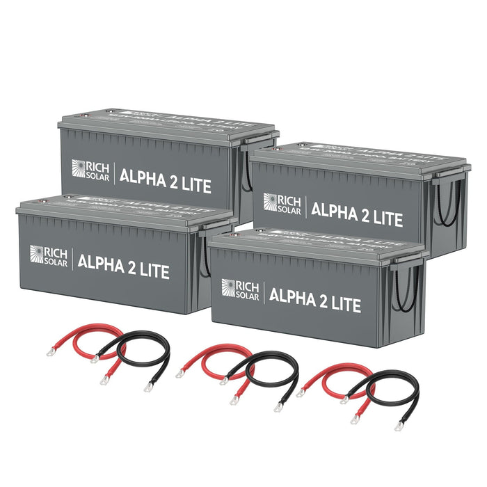 Rich Solar | 800Ah 12V LiFePO4 Off-Grid Battery Kit | 10.2kWh Deep Cycle Lithium Battery Bank | Powerful 800Ah Battery Bank | 4 X ALPHA 2 LITE in Parallel image 1