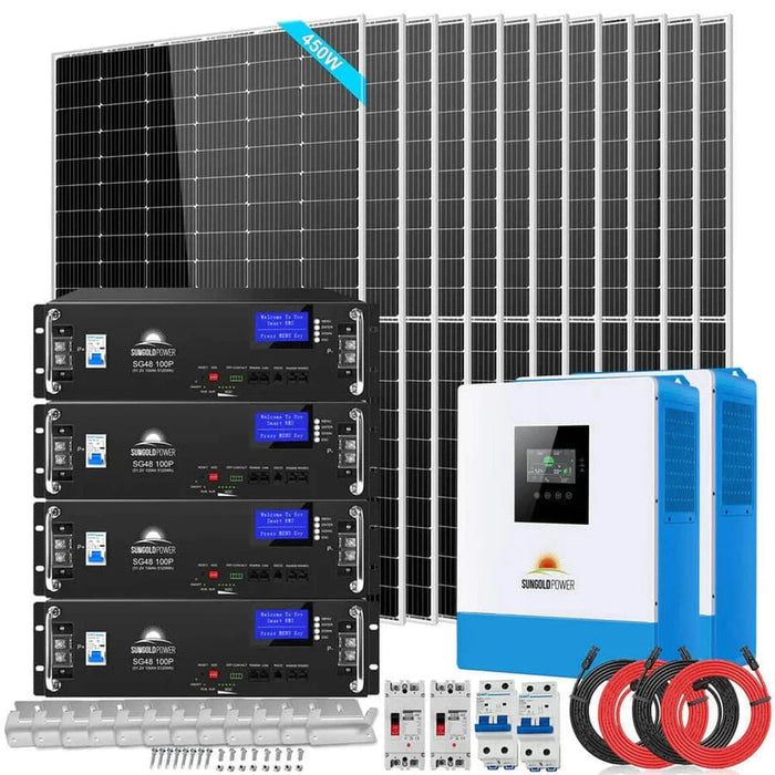 SunGoldPower | Off Grid Solar Kit 10000W 48VDC 120V/240V LifePO4 20.48KWH Lithium Battery | 12x 450 Watts Solar Panels image 12