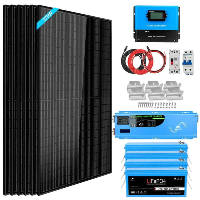 SunGoldPower | Off Grid Solar Kit 6000W 48VDC 120V/240V LifePO4 10.24KWH Lithium Battery 6 X 370 Watt Solar Panels SGK-PRO64image 14