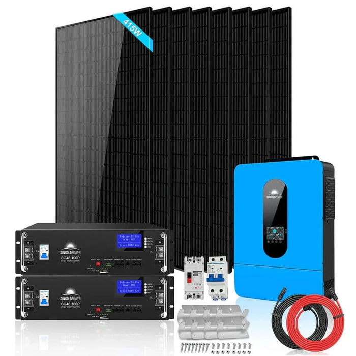 SunGoldPower | Off-Grid Solar Kit 6500W 48VDC 120/240VAC LifePo4 10.24KWH Lithium Battery 8 X 415W Solar Panels SGR-6510E image 17