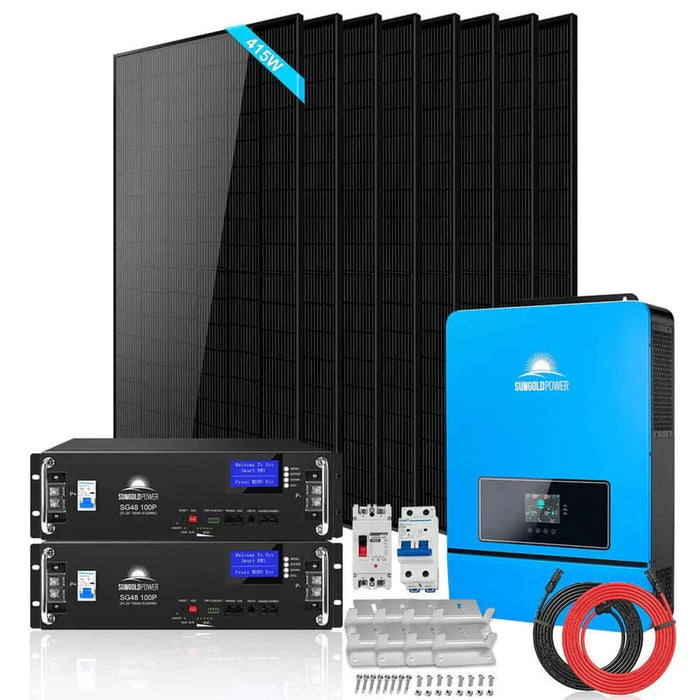 SunGoldPower | Off-Grid Solar Kit 8000W 48VDC 120V/240V LifePo4 10.24KWH Lithium Battery | 8x 415 Watts Solar Panels image 12