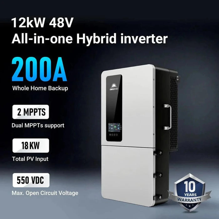 SungoldPower | 12KW 48V All-in-one Hybrid Solar inverter | Whole Home Backup 200A | SGS-12K18MAX