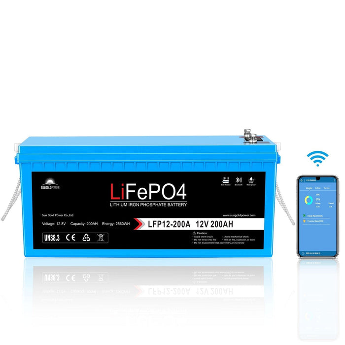SunGoldPower | 12V 200Ah LiFePo4 Deep Cycle Lithium Battery Bluetooth / Self-Heating / IP65 image 10