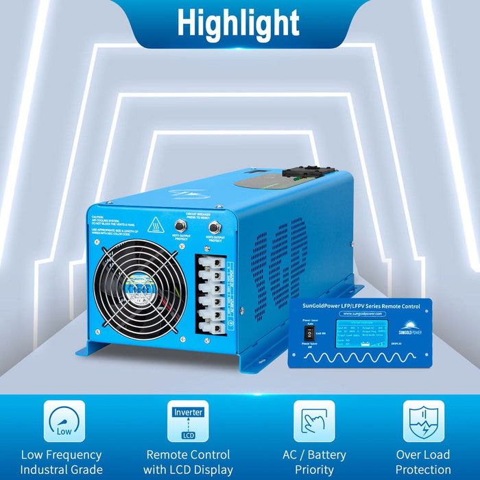 SunGoldPower | 4000W DC 12V Split Phase Pure Sine Wave Inverter With Charger image 14