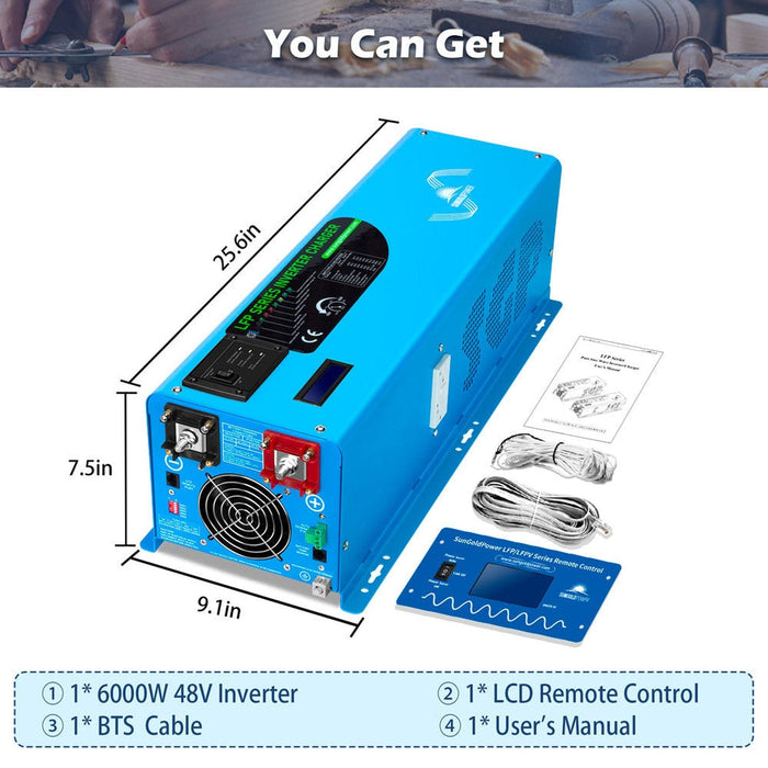 SunGoldPower | 6000W DC 48V Split Phase Pure Sine Wave Inverter With Charger UL1741 Standard image 15