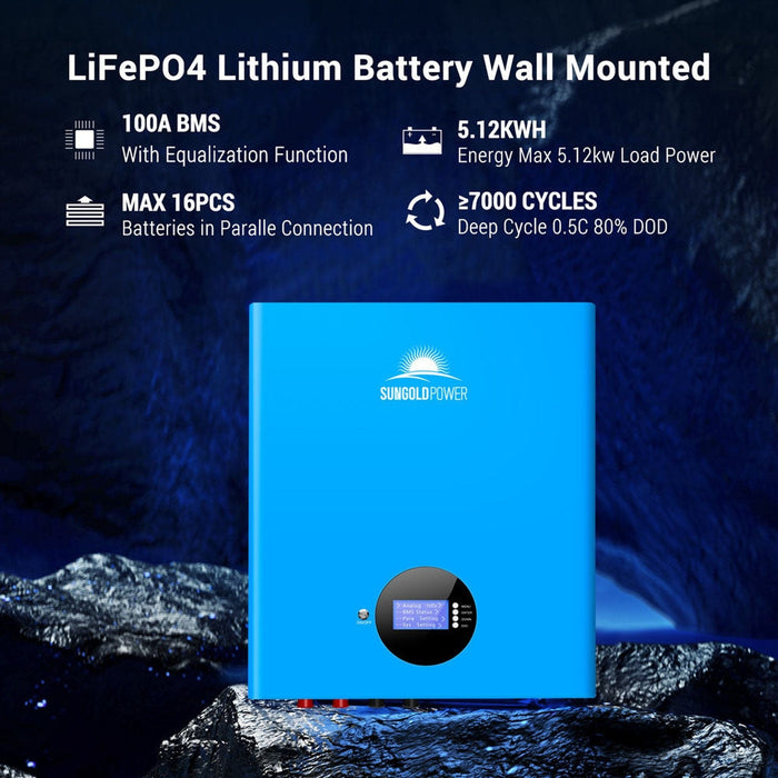 SunGoldPower | Off-Grid Solar Kit 5000W 48VDC 120V 10.24KWH PowerWall Lithium Battery | 6x 370 Watts Solar Panels image 14