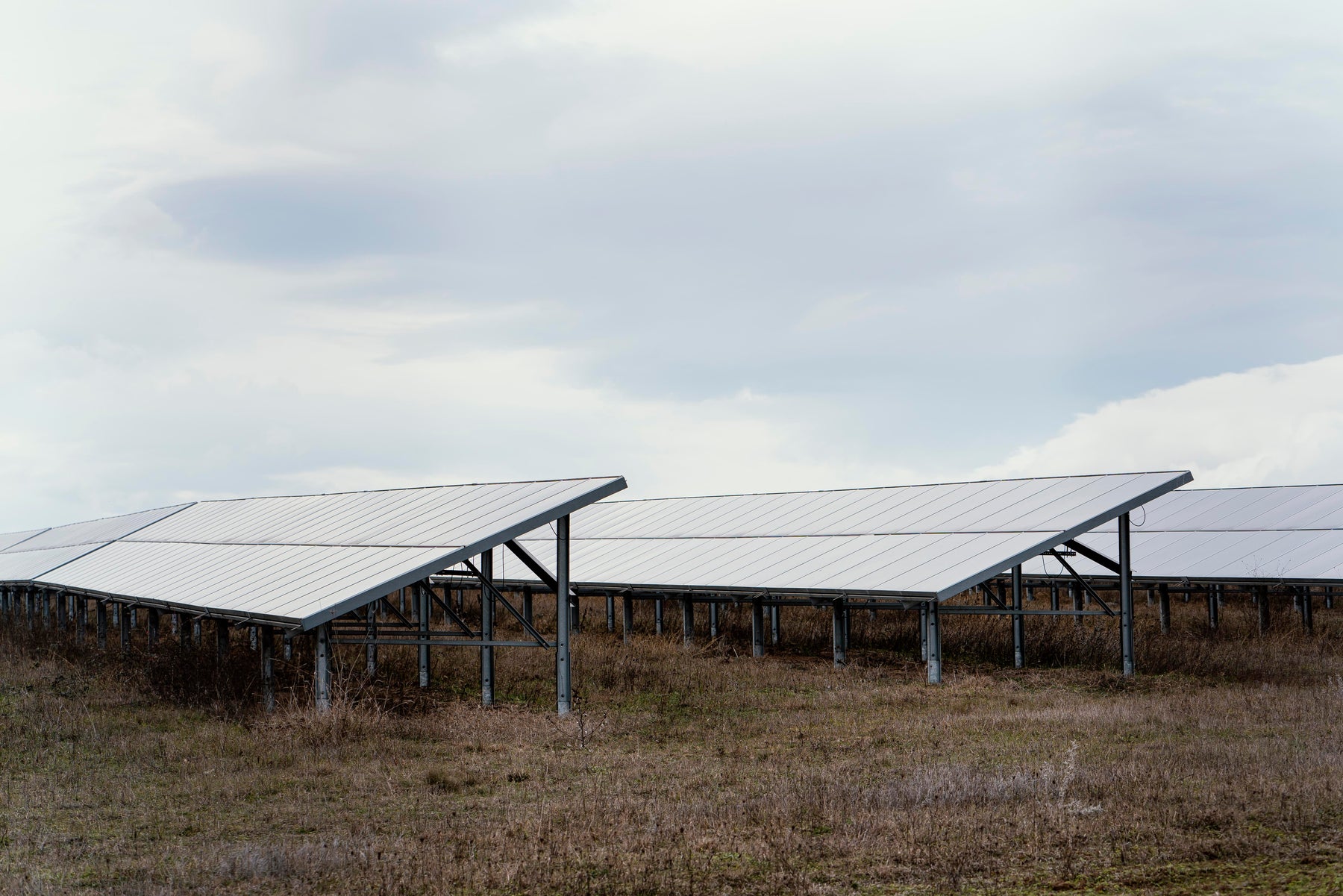 field with ground mounted solar panels