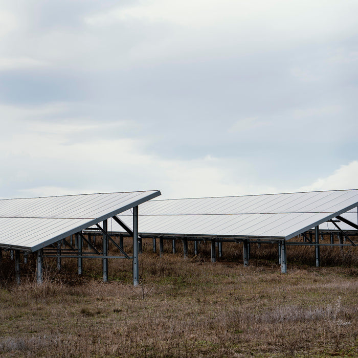 field with ground mounted solar panels