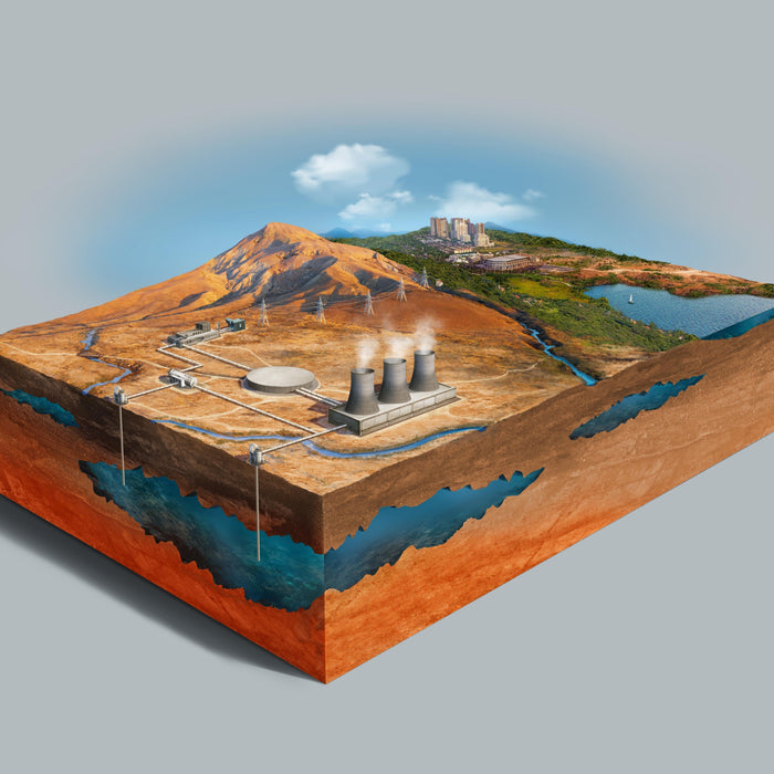 an illustration of geothermal energy plant