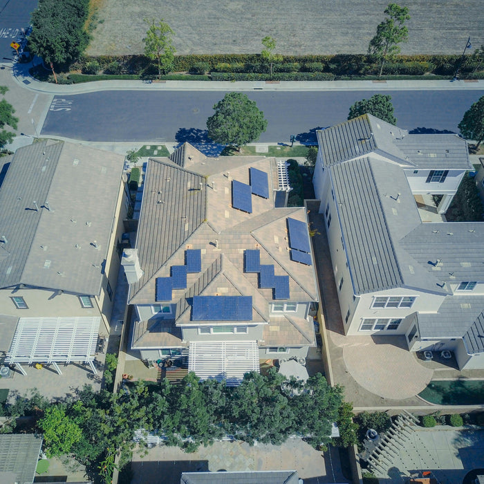 Solar Panels on Slate Roof House
