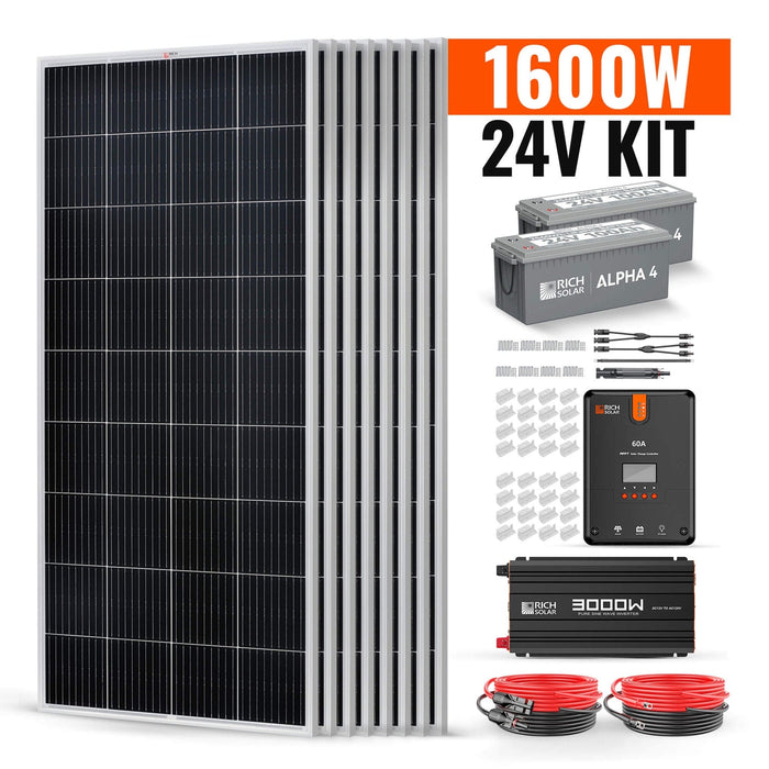 1600 Watt 24V Complete Solar Kit