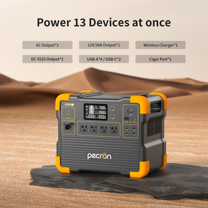 PECRON | E1500LFP 200W Solar Kit Portable Power Station Bundle 2200W 1536Wh V3