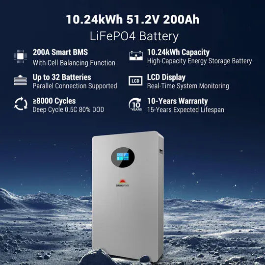 SunGoldPower | Off-Grid Solar Kit 8000W 48VDC 120V/240V LifePo4 10.24kWh 51.2V 200AH | 8x 450 Watts Solar Panels SGR-8K10T