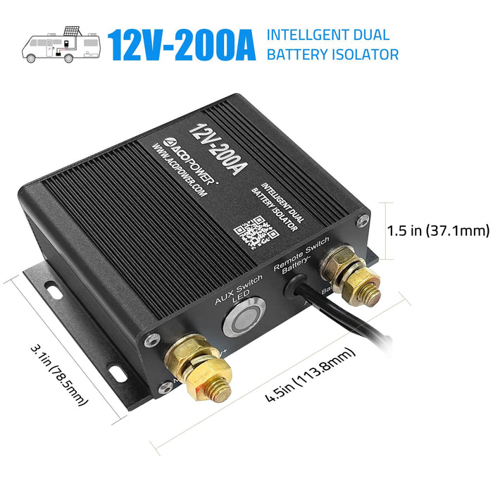 ACOPOWER | 12V 200 Amp Dual Battery Isolator Kit