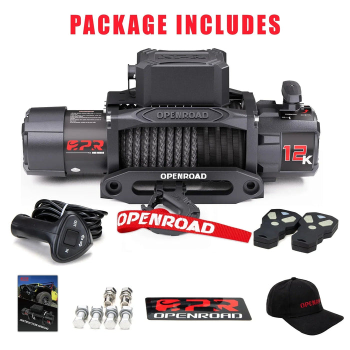 OPENROAD | 12,000lbs Electric Winch with Synthetic Rope-Panther Series 3S