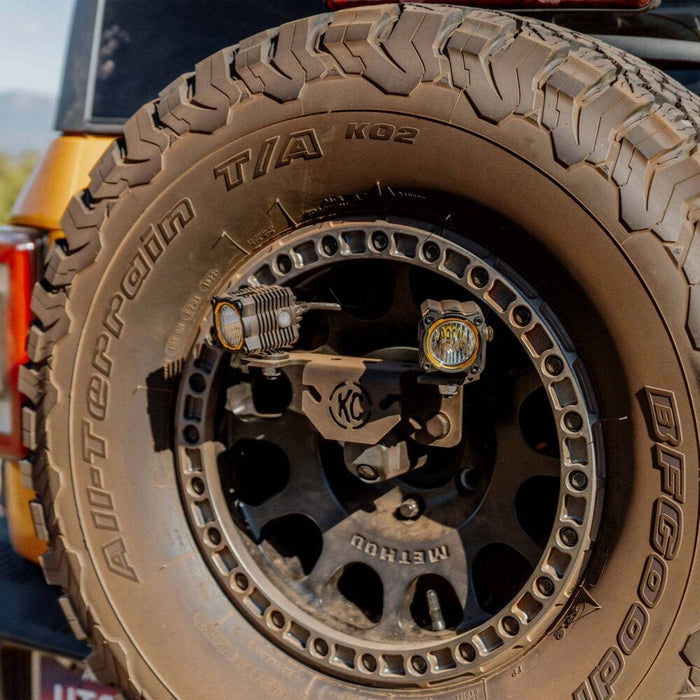 KC HiLiTES | Light Mount - Spare Tire Carrier - GEN4 2018+ Jeep Wrangler JL / GEN6 2021+ Ford Bronco Raptor M14x1.5 Lug Nuts