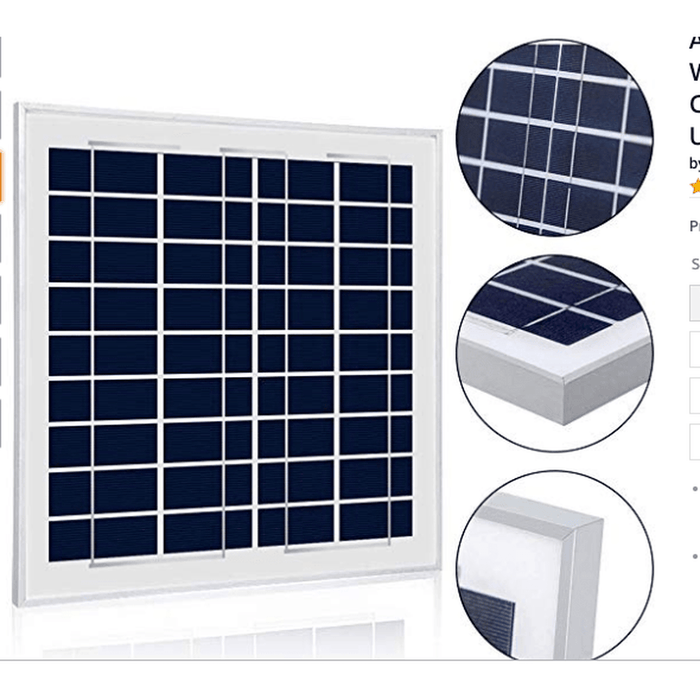 ACOPOWER 15W 12V Solar Charger Kit, 5A Charge Controller with Alligator Clips - acopower