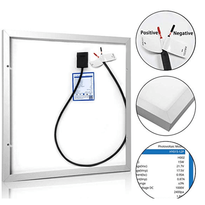 ACOPOWER 15W 12V Solar Charger Kit, 5A Charge Controller with Alligator Clips - acopower