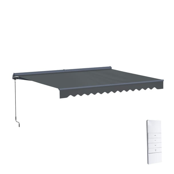 ALEKO | Moroccan Semi-Cassette Motorized Patio Awning - Charcoal Gray - 13 x 10 Feet