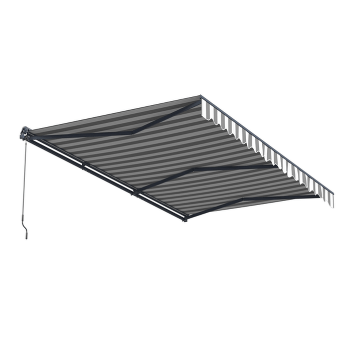 ALEKO | Moroccan Semi-Cassette Motorized Patio Awning - Seagull Gray & White Striped - 13 X 10 feet