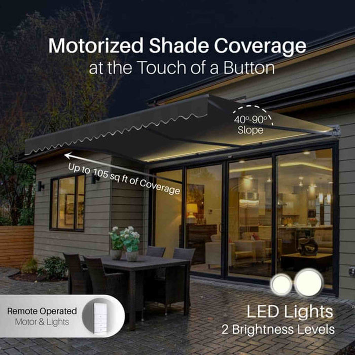 ALEKO | Moroccan Semi-Cassette Motorized Patio Awning - Onyx Black