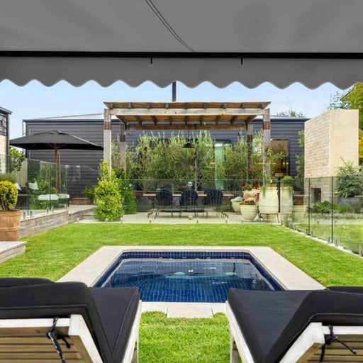 ALEKO | Moroccan Semi-Cassette Motorized Patio Awning, Silver Gray, 16 x 10 Ft
