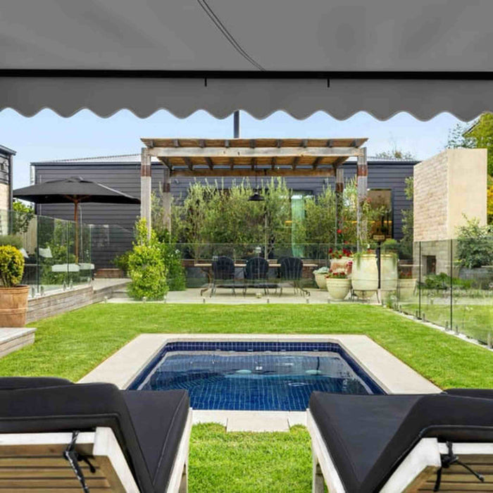 ALEKO | Moroccan Semi-Cassette Motorized Patio Awning, Silver Gray, 16 x 10 Ft