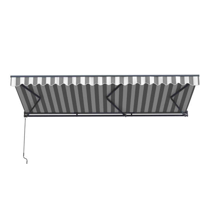 ALEKO | Moroccan Semi-Cassette Motorized Patio Awning - Seagull Gray & White Striped - 13 X 10 feet