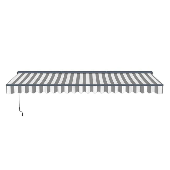 ALEKO | Moroccan Semi-Cassette Motorized Patio Awning - Seagull Gray & White Striped - 13 X 10 feet