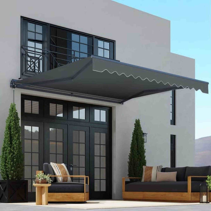 ALEKO | Moroccan Semi-Cassette Motorized Patio Awning - Charcoal Gray - 13 x 10 Feet