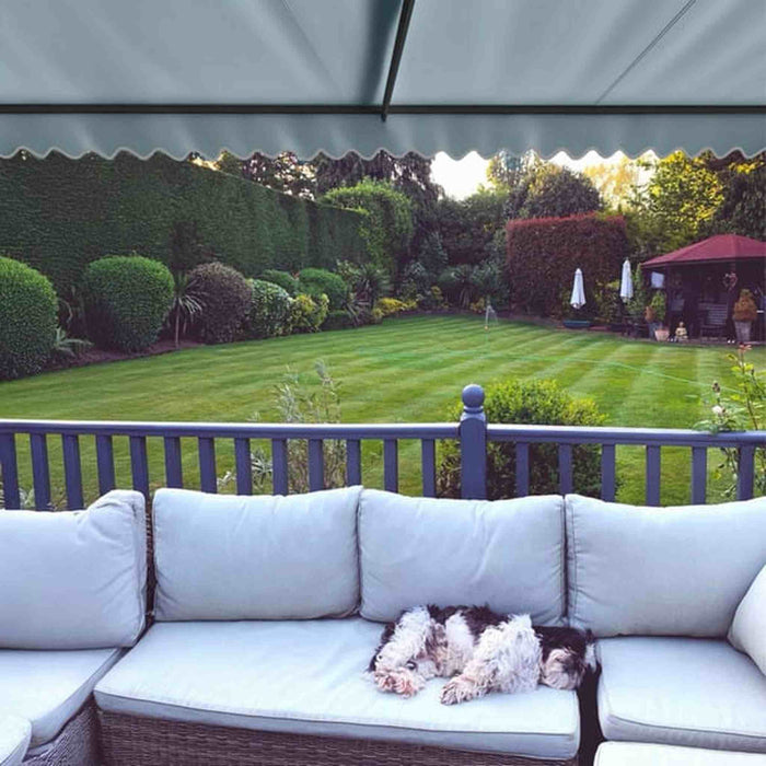 ALEKO |Moroccan Semi-Cassette Motorized Patio Awning - Sky Blue